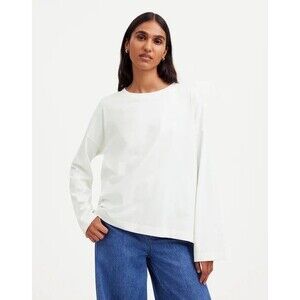 MADEWELL Easy Crewneck Long-Sleeve Tee M Eyelet White Jersey Cotton NWT B24